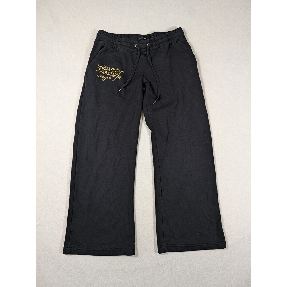 Ed Hardy Graphic Wide Leg Sweatpants Women's L Y2K Baggy Joggers Heart